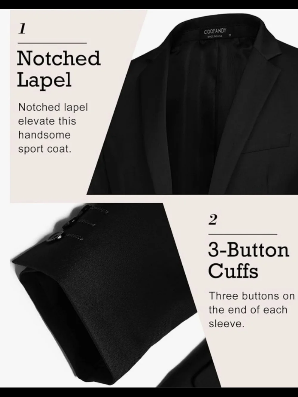 NWT-COOFANDY Mens Sport Coat Casual Blazer One Button Business Suit Jacket